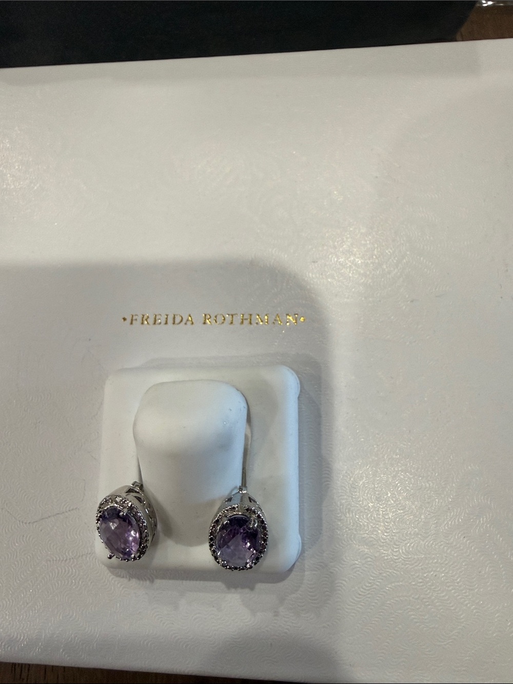 Freida Rothman Sterling Silver Genuine Amethyst earrings